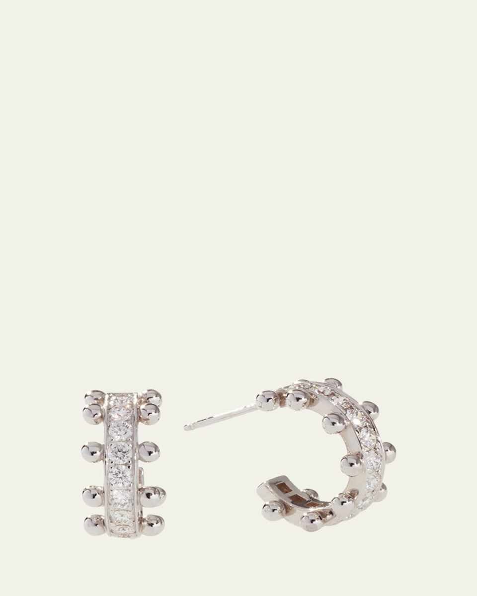 Beaded 18K Recycled Yellow Gold and Lab Grown Diamond Small Hoop Earrings